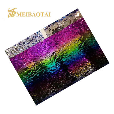 70 Microns PVC Película Rainbow PVD revestido 304 aço inoxidável folha de ondulação de água para a parede da cozinha