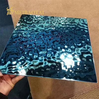 Bom preço Chapa de Aço Inoxidável com Revestimento PVD Azul e Padrão Ondulado de Água 1000mm X 2000mm com Filme de PVC 7c para Teto Decorativo on-line