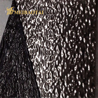 Finitura de espelho de prata 304 de aço inoxidável folha de ondulação de água com 70 microns de filme de PVC para painéis de parede decorativos