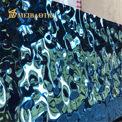 Bom preço Chapa de Aço Inoxidável com Revestimento PVD Azul, Grau 304, Padrão JIS, Ondas de Água para Aplicações Decorativas on-line