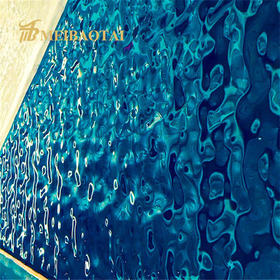 Bom preço A folha de aço inoxidável 0.65mm da ondinha da água 201 azul densamente para o teto decora on-line