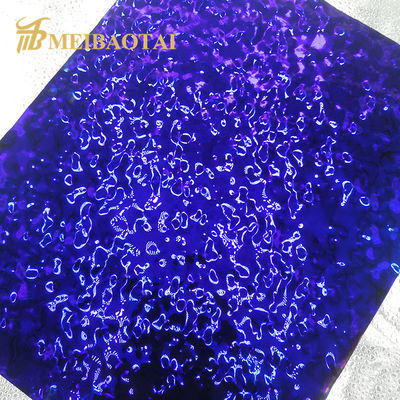 Bom preço Chapa de Aço Inoxidável 304 com Revestimento PVD Roxo Padrão Onda d'Água em Tamanho 1219x2438mm para Decoração de Teto e Parede on-line