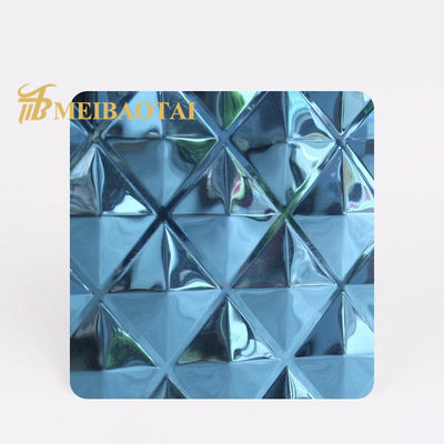 Bom preço Folha de aço inoxidável em relevo revestida em PVD azul com película de PVC 7C de grau 201 para aplicações decorativas on-line
