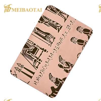 Bom preço 201 dureza gravada de aço inoxidável de Pvd Rose Gold Color HRB100 da folha on-line