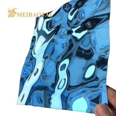 Bom preço 0.55mm espessura azul PVD revestido 304 aço inoxidável folha de decoração de ondulação de água on-line