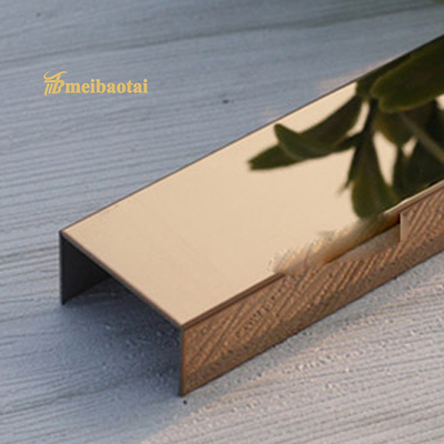 Canaleta em U decorativa de aço inoxidável U15mm da guarnição da telha da parede da casca e da vara de PVD