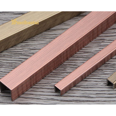 Guarnição de telha de aço inoxidável em forma de U escovado bronze rosa