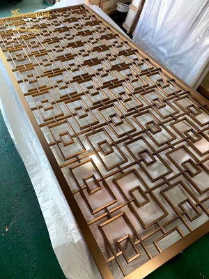Divisor de sala de aço inoxidável com corte a laser com revestimento em ouro rosa e tamanho personalizado