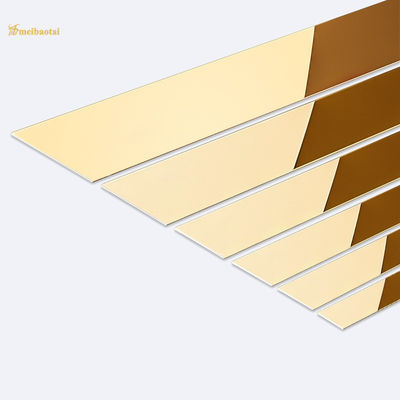 0.55mm espessura SS304 Reboco de azulejos de aço inoxidável com revestimento PVD de ouro para bordas de parede e piso
