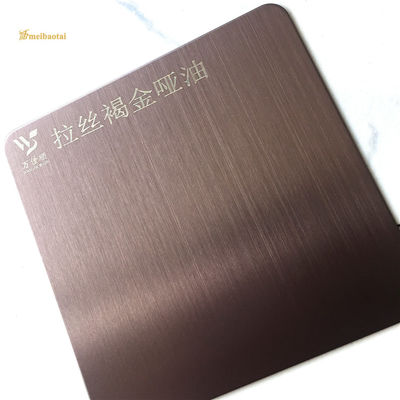 Bom preço Impressão anti-dedo Linha de cabelo de ouro marrom Chapa de aço inoxidável 0,65 mm espessura placa decorativa SS on-line