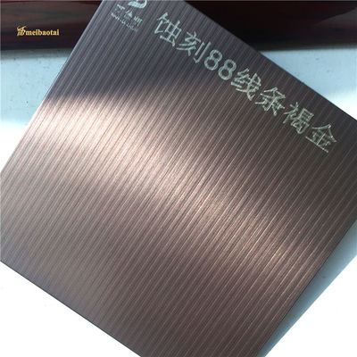 Bom preço Chapa de Aço Inoxidável Gravada com Película Dupla de PVC Padrão Linha 88 Ouro Marrom Grau 304 para Decoração on-line